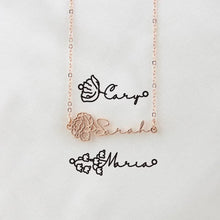 Load image into Gallery viewer, PERSONALIZED NAME NECKLACE WITH BIRTH FLOWER
