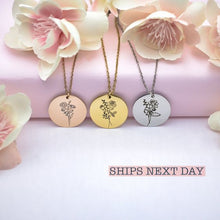 Load image into Gallery viewer, Birth Flower Coin Necklace

