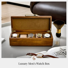 Load image into Gallery viewer, Custom Watch Box For Men, Best Engraved Wood Organizer For Jewelry &amp; Small Accessories.
