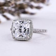 Load image into Gallery viewer, Amazing 3.2 Carat Cushion Cut Halo Engagement Ring In Sterling Silver
