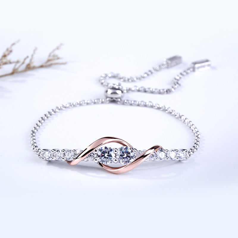 Swirl 915 silver Diamond Bracelet