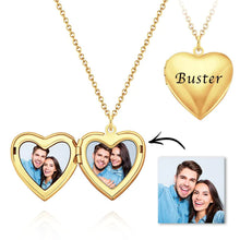 Load image into Gallery viewer, Custom Photo Engraved Necklace Heart-shaped Locket Necklace Creative Gift
