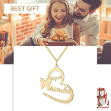 Load image into Gallery viewer, Personalized Name Necklace Customized Heart and Butterfly Couple Name Necklace
